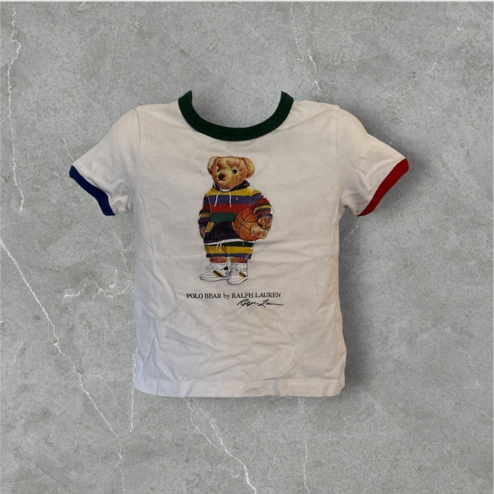 Ralph Lauren Kids White T-Shirt with Polo Bear Graphic